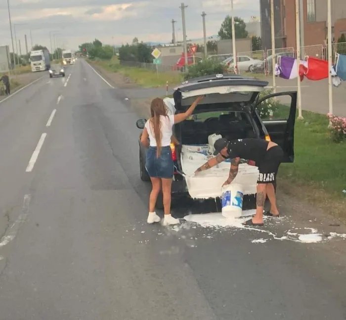 My favorite part is that he appears to be trying to save some of the paint.