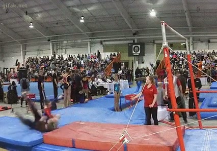 Amazing grab, the best save by gymnastic coach.