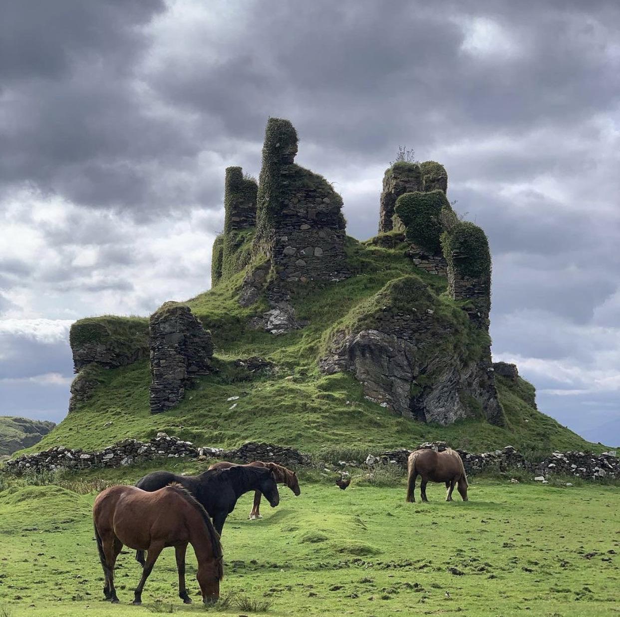 The ruins of the 13th century Castle Coeffin built on the former site of a Viking fortress, located in Scotland.