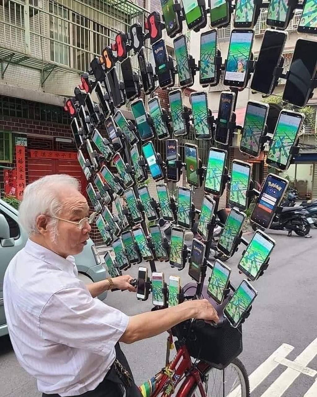 A 75-year-old Taiwanese man and his Pokemon-catching bike.