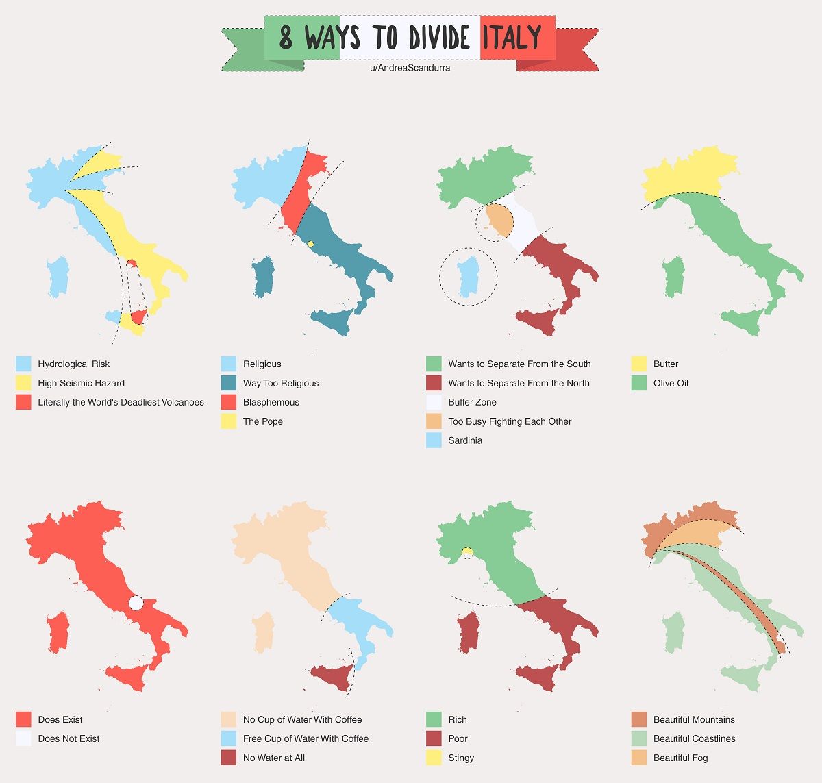 8 ways to divide Italy