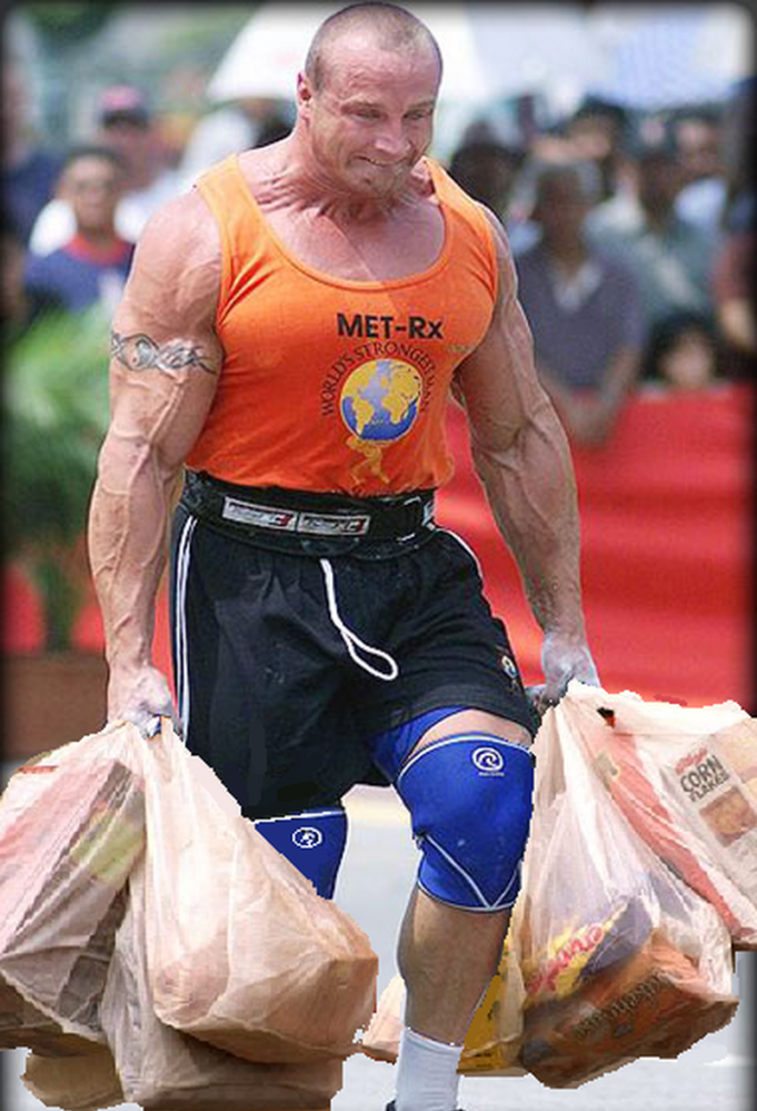 todo hombre hará lo imposible para que el viaje con las bolsas del super sea sólo uno y nada más que uno